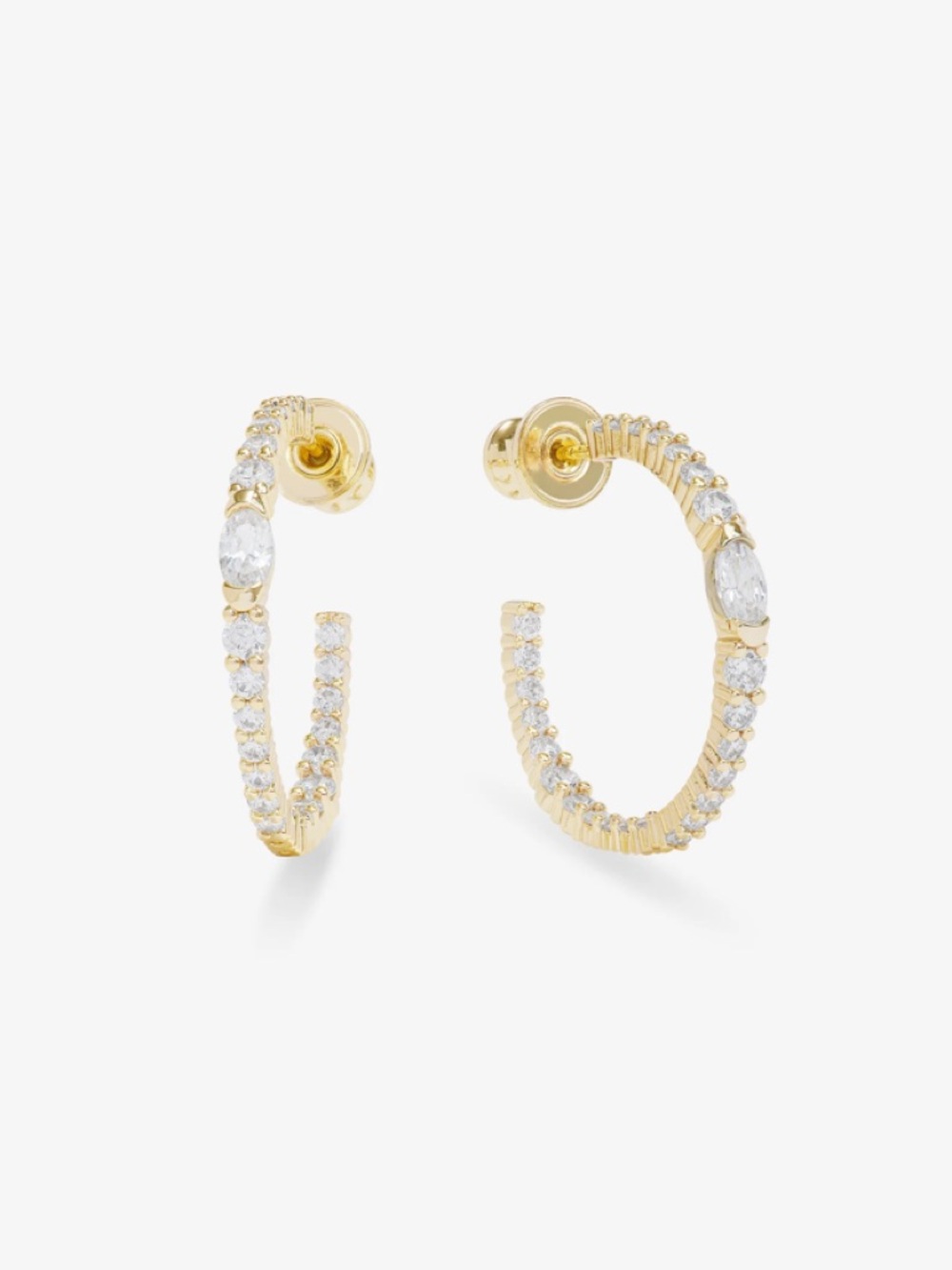 NEW Melinda Maria Gold Pavé Hoop Earrings with Diamondettes 1”
